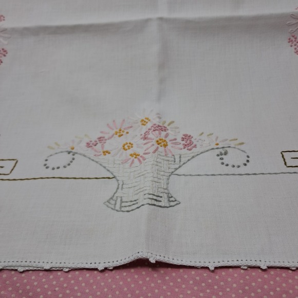 Vintage Embroidered Linens Lot 9 Pieces Hand Stitched Floral Kitchen Decor - Picture 4 of 11